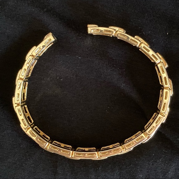 SONIA B CZ 925 GOLD PLATED STERLING SILVER RHINESTONES BRACELET BANGLE - Picture 4 of 10